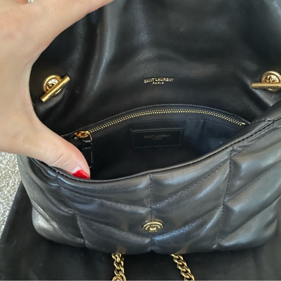 Saint Laurent Toy Puffer Shoulder Bag Quilted Black Lambskin EXCELLENT - Picture 10 of 12